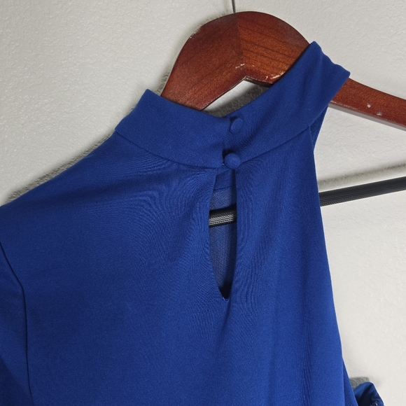 h:ours Crawley Mini Navy Dress Size XS Asymmetric Mini‎ One Sleeve Cocktail Mini - Picture 8 of 10